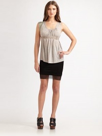 Mesh trim at the hem updates this sleek and sexy pencil silhouete.Mid-rise waistFlat frontPull-on styleAbout 19 long96% acetate/4% elastaneDry cleanMade in USA of Italian fabricModel shown is 5'10 (177cm) wearing US size 4. Mesh trim at the hem updates this sleek and sexy pencil silhouete.Mid-rise waistFlat frontPull-on styleAbout 19 long96% acetate/4% elastaneDry cleanMade in USA of Italian fabricModel shown is 5'10 (177cm) wearing US size 4.