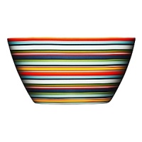 Origo's bold striped pattern adds a colorful accent to any table, and its pieces combine perfectly with other Iittala tableware to bring ambiance and upscale sophistication to any meal. Origo's timeless style and infinitely combinable form is a perfect example of lasting, functional design that transcends trends.