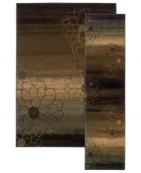 Bold florals inspire this St. Lawrence rug, rendered in colorblocked autumn hues like terra cotta, dark chocolate and rich greens. Crafted of durable polypropylene for years of long-lasting beauty. Bold florals inspire this St. Lawrence rug, rendered in colorblocked autumn hues like terra cotta, dark chocolate and rich greens. Crafted of durable polypropylene for years of long-lasting beauty.