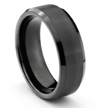 8MM Tungsten Carbide Brushed Black Mens Wedding Band Ring (Available Sizes 7-14 Including Half Sizes) 8MM Tungsten Carbide Brushed Black Mens Wedding Band Ring (Available Sizes 7-14 Including Half Sizes)