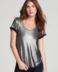 Add festive metallic shine to your fall wardrobe with this glimmering gold Townsen tee--brighten up denim in a flash! Add festive metallic shine to your fall wardrobe with this glimmering gold Townsen tee--brighten up denim in a flash!