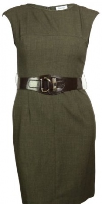 Belted Heathered Office Dress