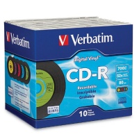 Verbatim 94439 700 MB 52x 80 Minute Digital Vinyl Recordable Disc CD-R, 10-Disc Jewel Cases Verbatim 94439 700 MB 52x 80 Minute Digital Vinyl Recordable Disc CD-R, 10-Disc Jewel Cases