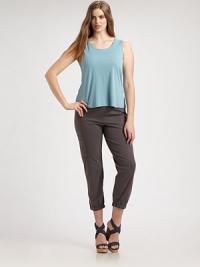 Slip into this silk tank top with a feminine neckline and a relaxed fit that complements curves.U-neckSleevelessPull-on styleAbout 26 from shoulder to hemSilkHand washImported Slip into this silk tank top with a feminine neckline and a relaxed fit that complements curves.U-neckSleevelessPull-on styleAbout 26 from shoulder to hemSilkHand washImported