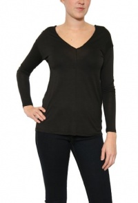 Women's Vince Double V-Neck T-Shirt in Black Women's Vince Double V-Neck T-Shirt in Black