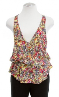 Aqua Igy Floral Print Jersey Button Front Sleeveless Racer Back Shirt Top X-Small Aqua Igy Floral Print Jersey Button Front Sleeveless Racer Back Shirt Top X-Small