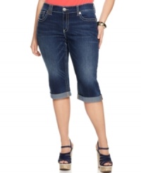 Pair your favorite tanks and tees with Seven7 Jeans' plus size Bermuda shorts, finished by cuffed hems. Pair your favorite tanks and tees with Seven7 Jeans' plus size Bermuda shorts, finished by cuffed hems.