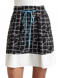 THE LOOKAllover geometric-inspired printCinched pleatingDrawstring tie in frontColorblock hemExposed zipper closureTHE FITAbout 18 from waist to hemTHE MATERIALPolyesterFully linedCARE & ORIGINDry cleanImportedModel shown is 5'10½ (179cm) wearing US size 4. THE LOOKAllover geometric-inspired printCinched pleatingDrawstring tie in frontColorblock hemExposed zipper closureTHE FITAbout 18 from waist to hemTHE MATERIALPolyesterFully linedCARE & ORIGINDry cleanImportedModel shown is 5'10½ (179cm) wearing US size 4.