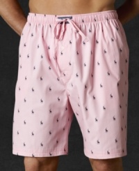 A relaxed-fitting sleep short is tailored from crisp woven cotton with an allover pony print for an iconic look. A relaxed-fitting sleep short is tailored from crisp woven cotton with an allover pony print for an iconic look.