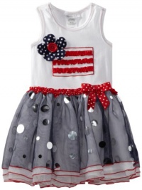 Bonnie Jean Girls 2-6X Flag Appliqued Tutu Dress, White, 4T Bonnie Jean Girls 2-6X Flag Appliqued Tutu Dress, White, 4T