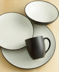 Mix and match these splashes of color for a tabletop with endless possibility! The modern coupe shape and two-tone hues mean the Colorwave Graphite Coupe 4-piece place settings from Noritake will bring life to any décor. Select pieces in your favorite shades to create a customized dinnerware and dishes collection.