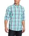 IZOD Men's Long Sleeve Windowpane Button Down Shirt