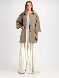 EXCLUSIVELY AT SAKS. Boxy and oversized, this classic shirt-tailored style cinches at the waist with a self tie, and is an ideal layering piece.Shirt collarButton frontBreast patch pocketSelf waist tieLong sleeves with rolled cuffsSide slash pocketsAbout 16 from natural waist83% polyester/17% cottonDry cleanMade in ItalyModel shown is 5'10 (177cm) wearing US size 4. EXCLUSIVELY AT SAKS. Boxy and oversized, this classic shirt-tailored style cinches at the waist with a self tie, and is an ideal layering piece.Shirt collarButton frontBreast patch pocketSelf waist tieLong sleeves with rolled cuffsSide slash pocketsAbout 16 from natural waist83% polyester/17% cottonDry cleanMade in ItalyModel shown is 5'10 (177cm) wearing US size 4.