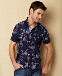 Get roped into great summer style with this short-sleeved woven shirt from Nautica. Get roped into great summer style with this short-sleeved woven shirt from Nautica.