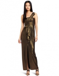 BCBGMAXAZRIA Women's Barbara One Shoulder Long Dress, Gold/Black, 4 BCBGMAXAZRIA Women's Barbara One Shoulder Long Dress, Gold/Black, 4