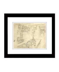 Simple pencil on paper captures Jack McCann's bar with raw, understated charm. A handsome print with a slick black frame for cool Lauren Ralph Lauren-style decor. Simple pencil on paper captures Jack McCann's bar with raw, understated charm. A handsome print with a slick black frame for cool Lauren Ralph Lauren-style decor.