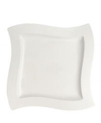 Explore new shapes for your table with these square platters from Villeroy & Boch's innovative dinnerware and dishes collection in fine white china. Distinguished by angular shapes in fluid wave designs, pieces work together creating a host of options for imaginative presentation. Explore new shapes for your table with these square platters from Villeroy & Boch's innovative dinnerware and dishes collection in fine white china. Distinguished by angular shapes in fluid wave designs, pieces work together creating a host of options for imaginative presentation.