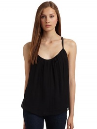 THE LOOKRound gathered necklineSleevelessMultiple back crisscross straps THE FITAbout 24 from shoulder to hemTHE MATERIALSilkCARE & ORIGINDry cleanImportedModel shown is 5'9 (175cm) wearing US size 4. THE LOOKRound gathered necklineSleevelessMultiple back crisscross straps THE FITAbout 24 from shoulder to hemTHE MATERIALSilkCARE & ORIGINDry cleanImportedModel shown is 5'9 (175cm) wearing US size 4.