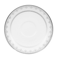 White Lace bone china is characterized by its diverse series of borders all rendered in precious platinum. The classic combination of platinum and white radiates on the table. A truly classic look.