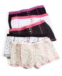 Take something from the boys and make it all yours. This boyshort from Maidenform's Charmed collection adds girlie glam to boxer briefs. Style #C0402 Take something from the boys and make it all yours. This boyshort from Maidenform's Charmed collection adds girlie glam to boxer briefs. Style #C0402