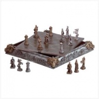 Medieval Knight Dragon Battle Carved Chess Game Set