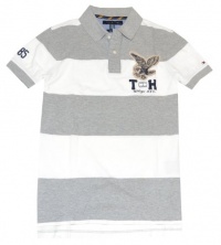 Tommy Hilfiger Men Custom fit Wide Stripes Eagle Logo Polo T-shirt Tommy Hilfiger Men Custom fit Wide Stripes Eagle Logo Polo T-shirt