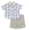 Calven Klein Newborn Boys 2pc Plaid Short Set (0/3M)