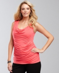 Alluring ruching makes for fabulous draping. INC's plus size tank works on its own or layered with cardigans, tailored jackets and boyfriend blazers too! Alluring ruching makes for fabulous draping. INC's plus size tank works on its own or layered with cardigans, tailored jackets and boyfriend blazers too!