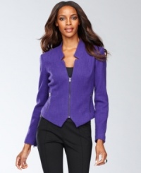INC gives tweed a contemporary makeover with a chic tuxedo cut and unique notched neckline. INC gives tweed a contemporary makeover with a chic tuxedo cut and unique notched neckline.