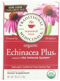 Traditional Medicinals Organic Echinacea Plus, 16 Wrapped Tea Bags (Pack of 6) Traditional Medicinals Organic Echinacea Plus, 16 Wrapped Tea Bags (Pack of 6)