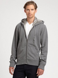Soft rabbit fur lines the hood of this classic hoodie, finished in comfortable cotton for extra warmth.Zip frontAttached drawstring hoodKangaroo pocketsRibbed knit cuffs and hemCottonMachine washImportedFur origin: China Soft rabbit fur lines the hood of this classic hoodie, finished in comfortable cotton for extra warmth.Zip frontAttached drawstring hoodKangaroo pocketsRibbed knit cuffs and hemCottonMachine washImportedFur origin: China