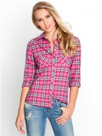 GUESS Long-Sleeve Plaid Top