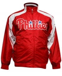 Stay comfortable as your root for your team at the old ball game in this big and tall MLB Philadelphia Phillies jacket from Majestic Apparel. Stay comfortable as your root for your team at the old ball game in this big and tall MLB Philadelphia Phillies jacket from Majestic Apparel.