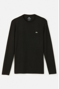 Lacoste Men's Long Sleeve Pima Jersey Crewneck T-shirt Black, Size XS- TH5276 Lacoste Men's Long Sleeve Pima Jersey Crewneck T-shirt Black, Size XS- TH5276
