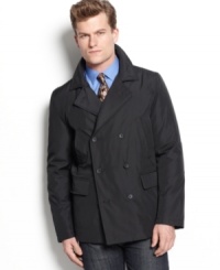 For days when there's a bit of chill in the air, there's this handsome slim-fit pea coat from Alfani Red. For days when there's a bit of chill in the air, there's this handsome slim-fit pea coat from Alfani Red.