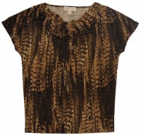 Michael Kors Womens English Pheasant Print S/S Cowl Neck Blouse Top Michael Kors Womens English Pheasant Print S/S Cowl Neck Blouse Top