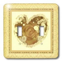 Jaclinart Rose Heart Garden Nature Florals Flowers Damask - Antique gold heart rose surrounded by golden tan damask and tile frames - Light Switch Covers - double toggle switch Jaclinart Rose Heart Garden Nature Florals Flowers Damask - Antique gold heart rose surrounded by golden tan damask and tile frames - Light Switch Covers - double toggle switch