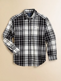 Rendered in warm brushed cotton twill, the classic Matlock plaid shirt is ruggedly handsome.Point collarLong sleeves with barrel cuffsButton-frontButton-flap patch pocketPatch pocketCottonMachine washImported Please note: Number of buttons may vary depending on size ordered. Rendered in warm brushed cotton twill, the classic Matlock plaid shirt is ruggedly handsome.Point collarLong sleeves with barrel cuffsButton-frontButton-flap patch pocketPatch pocketCottonMachine washImported Please note: Number of buttons may vary depending on size ordered.