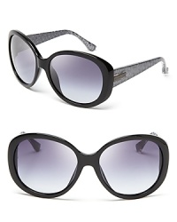 Round out your look in MICHAEL Michael Kors' oversized sunnies with gradient lenses and translucent, printed sides. Round out your look in MICHAEL Michael Kors' oversized sunnies with gradient lenses and translucent, printed sides.
