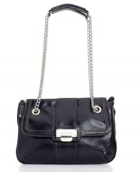 Just as the name suggests, you can't go wrong with this glossy style by Nine West. Double chain straps and subtle nailhead detailing add unique charm to this undeniably stylish shoulder bag. Just as the name suggests, you can't go wrong with this glossy style by Nine West. Double chain straps and subtle nailhead detailing add unique charm to this undeniably stylish shoulder bag.