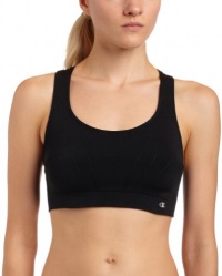 Champion Women's Double Dry Seamless Shiny Sports Bra, Black, Large