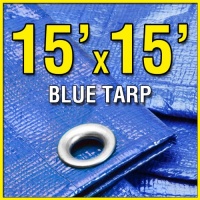 15' X 15' Blue 6-mil Waterproof Poly Tarp Boat Cover 15x15 Tarpaulin for Camping Tent Shelter Shade Canopy Woodpile Roof etc. 15' X 15' Blue 6-mil Waterproof Poly Tarp Boat Cover 15x15 Tarpaulin for Camping Tent Shelter Shade Canopy Woodpile Roof etc.