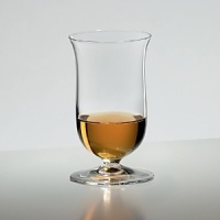 In early 1992, a panel of Scotch whisky experts convened at Riedel's headquarters in Austria to test a range of nineteen different glass shapes. On the basis of this first selection, Georg Riedel undertook further research with the help of master distillers in Scotland. This research resulted in a glass that is an elongated thistle shape on a truncated stem. The design incorporates a small, slightly outturned lip which directs the spirit onto the tip of the tongue, where sweetness is perceived, and serves to emphasize the elegant creaminess of top quality single malt whisky. In early 1992, a panel of Scotch whisky experts convened at Riedel's headquarters in Austria to test a range of nineteen different glass shapes. On the basis of this first selection, Georg Riedel undertook further research with the help of master distillers in Scotland. This research resulted in a glass that is an elongated thistle shape on a truncated stem. The design incorporates a small, slightly outturned lip which directs the spirit onto the tip of the tongue, where sweetness is perceived, and serves to emphasize the elegant creaminess of top quality single malt whisky.