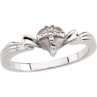 Genuine IceCarats Designer Jewelry Gift 14K White Gold Gift Wrapped Heart Chastity Ri. Gift Wrapped Heart Chastity Ri In 14K White Gold Size 4