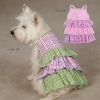 Zack & Zoey Summer Breeze Light Pink & Purple Gingham Plaid & Daisies Daisy Print Ruffle Dog Seersucker Dress Small/Medium