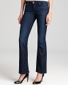For the petite set, these AG Adriano Goldschmied jeans, offer a flattering bootcut fit in a slimming dark wash and classic five-pocket silhouette.