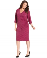 Button up your day-to-play look with Charter Club's three-quarter-sleeve plus size dress, featuring a flattering draped front. Button up your day-to-play look with Charter Club's three-quarter-sleeve plus size dress, featuring a flattering draped front.