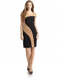 THE LOOKScoopneckTwo-tone swirly colorblock designCap sleevesSide zipper with hook-and-eye closureTHE FITAbout 35 from shoulder to hemTHE MATERIALPolyester/spandexContrast: polyester/rayon/spandexFully linedCARE & ORIGINDry cleanImportedModel shown is 5'9 (175cm) wearing US size 4. THE LOOKScoopneckTwo-tone swirly colorblock designCap sleevesSide zipper with hook-and-eye closureTHE FITAbout 35 from shoulder to hemTHE MATERIALPolyester/spandexContrast: polyester/rayon/spandexFully linedCARE & ORIGINDry cleanImportedModel shown is 5'9 (175cm) wearing US size 4.