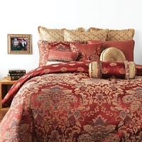 A rich damask pattern in camel, tawny brown and charcoal adorns a cinnamon ground on this resplendent Waterford comforter. Variegated yarns and multiple weave techniques infuse the Hamilton collection's smooth sateen background with luxe texture. A rich damask pattern in camel, tawny brown and charcoal adorns a cinnamon ground on this resplendent Waterford comforter. Variegated yarns and multiple weave techniques infuse the Hamilton collection's smooth sateen background with luxe texture.