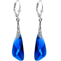 Handcrafted Sapphire Blue Austrian Crystal Inspire Earrings MADE WITH SWAROVSKI ELEMENTS